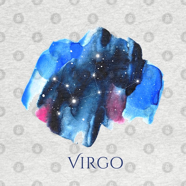 Virgo Zodiac Sign - Watercolor Star Constellation by marufemia